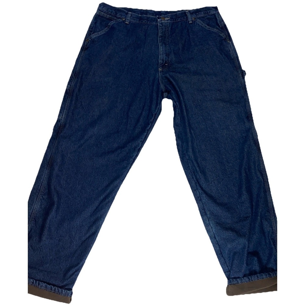 Wrangler Carpenter Jeans Men 38x34 Blue Fleece Lined Denim Work Pants 94GRWID